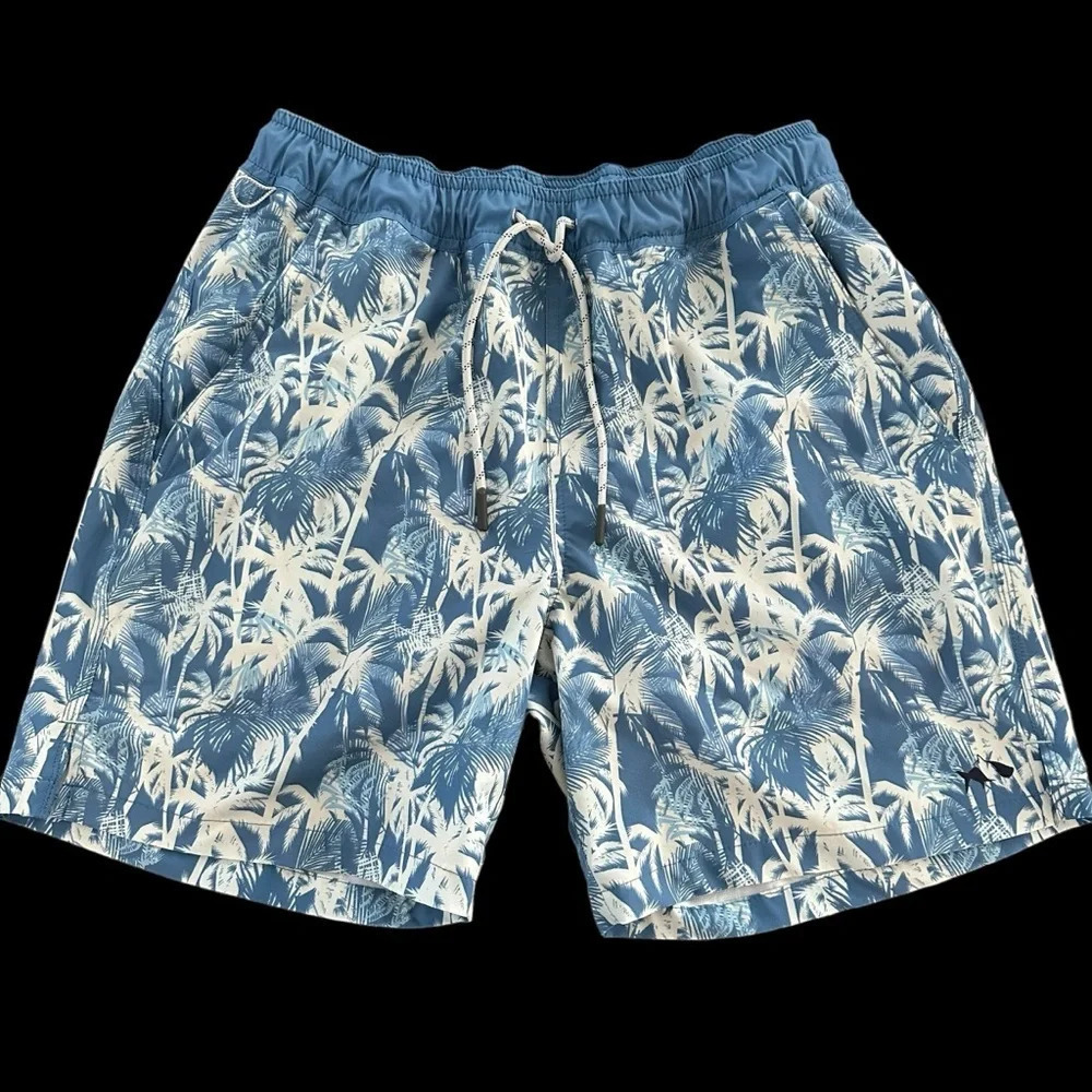 Fish Hippie Sz Medium Blue Floral‎ Lined Volley Swim Shorts 6” Swimwear Tropical